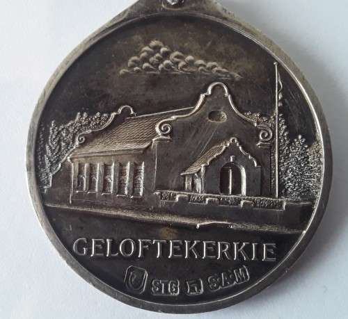 Rare solid silver Andries Pretorius `Gelofte Kerk` medal.