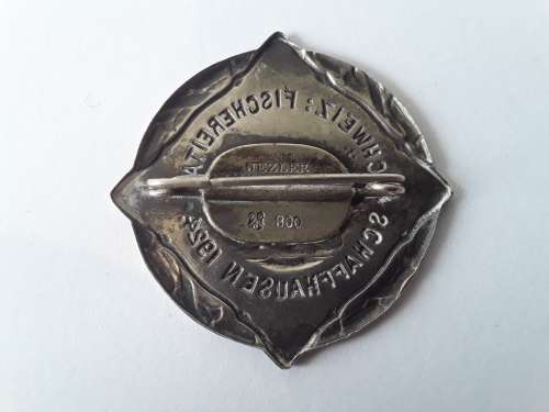 Swiss 1924 solid silver Schaffhausen Fishing Day badge by `Jezler`