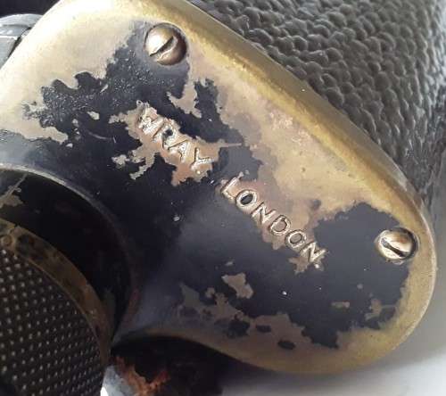 Rare WW2 British RAF `Air Ministry` binoculars by Wray, London in original fitted leather case.