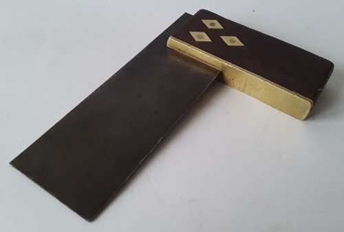 Wonderful Vintage Try Square. Rosewood Handle. Brass Inlay and Fittings. 15 x 10 cm.