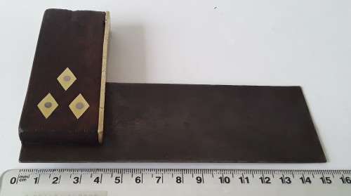 Wonderful Vintage Try Square. Rosewood Handle. Brass Inlay and Fittings. 15 x 10 cm.
