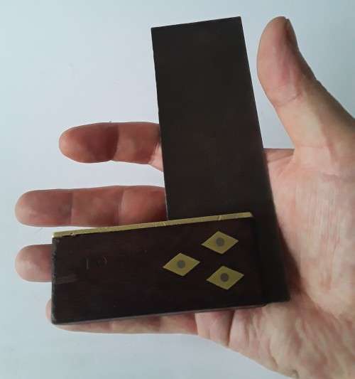 Wonderful Vintage Try Square. Rosewood Handle. Brass Inlay and Fittings. 15 x 10 cm.