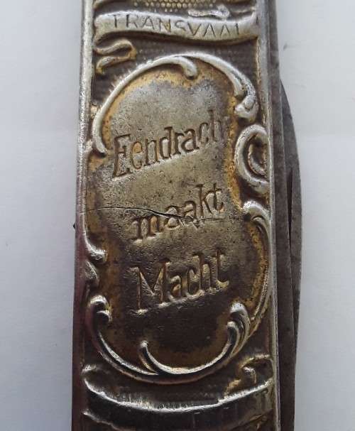 Antique Paul Kruger / De Wet `Eendracht maakt Macht` pocket knife.
