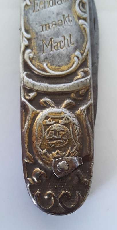 Antique Paul Kruger / De Wet `Eendracht maakt Macht` pocket knife.