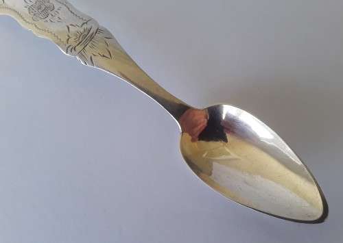 An 1858 Dutch hallmarked solid silver spoon. 833 silver.