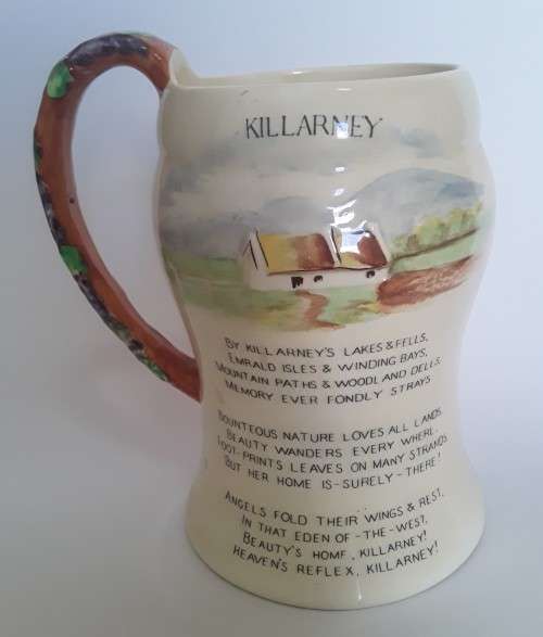 A vintage `Crown Devon` musical jug. `Killarney`.  Musical mechanism works perfectly!