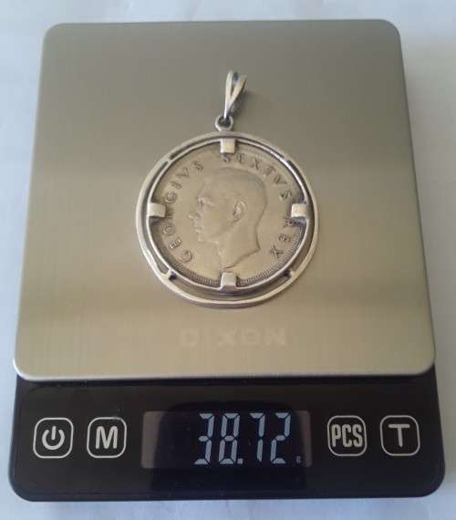Silver South Africa 1952 5 Shilling Set In a Solid Silver Pendant. 45mm. 38.7 grams.