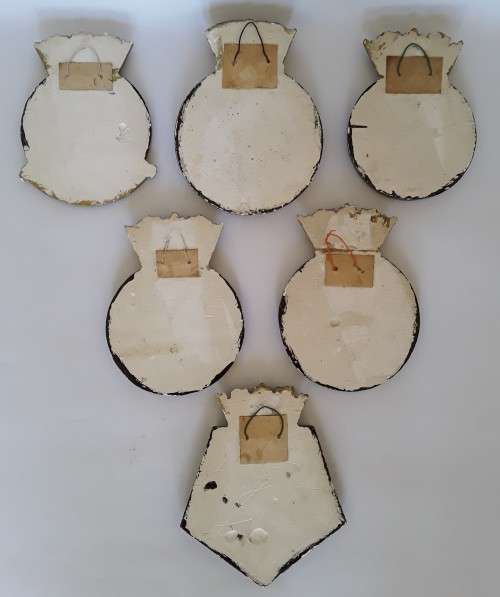 Vintage Royal Navy set of 6 ship`s crest wall plaques.  Stunning!