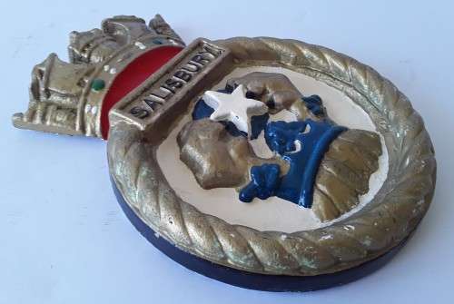 Vintage Royal Navy set of 6 ship`s crest wall plaques.  Stunning!