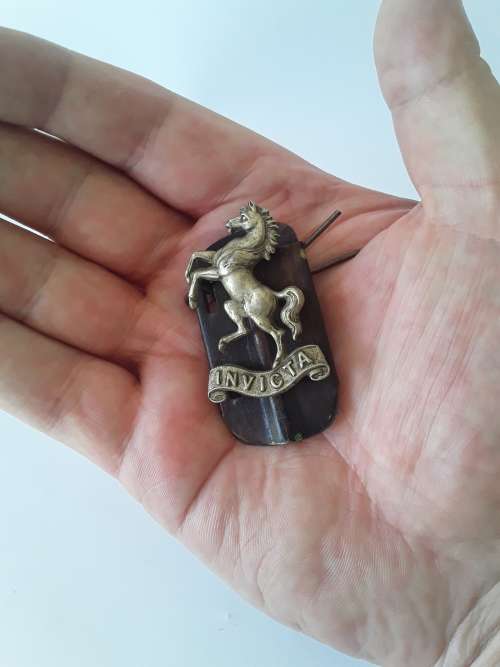 Early Royal West Kent Regiment Badge.  Original backplate and lugs intact.