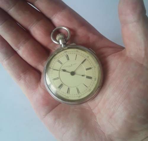 Victorian 1893 Solid Sterling Silver Hallmarked Pocket Watch by WM Potts and Sons. Not Running.