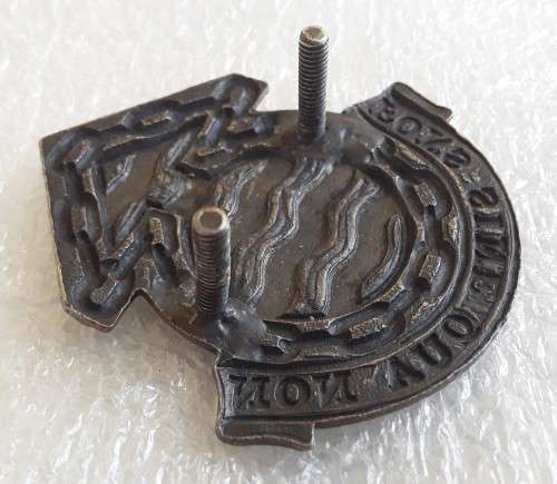 SADF Ordinance Service Corps Cap Badge. Lugs intact.