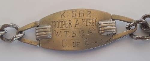 `Reserved for Boutabop`. WW2 ID Bracelet.