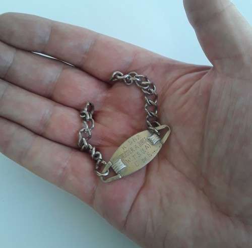 `Reserved for Boutabop`. WW2 ID Bracelet.