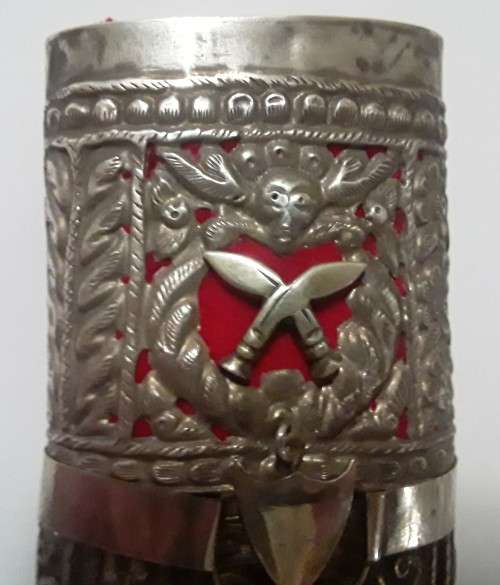 Vintage Gurkha Kukri Presentation Dagger.  Sterling Silver Scabbard.