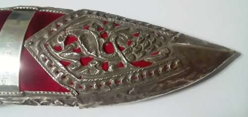 Vintage Gurkha Kukri Presentation Dagger.  Sterling Silver Scabbard.