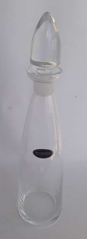 Fine Quality Vintage `Ernst Rosenthal Kristalglasfabriek` Decanter With Stopper. H: 34 cm.