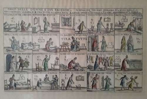 Rare Antique Etching by Guiseppe Maria Mitelli (1634-1718) `Game of Wives & Their Chores`. 52x38 cm