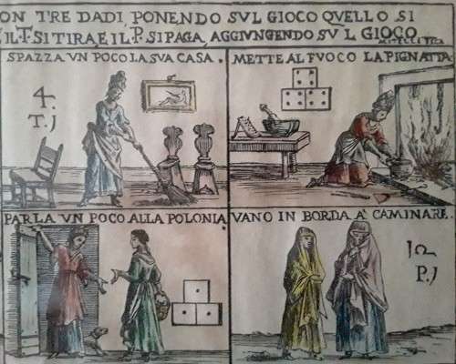 Rare Antique Etching by Guiseppe Maria Mitelli (1634-1718) `Game of Wives & Their Chores`. 52x38 cm