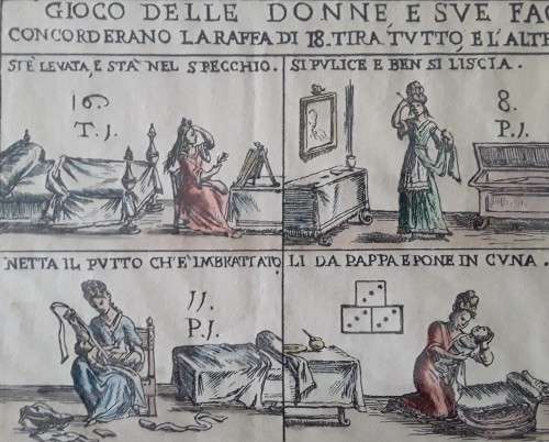 Rare Antique Etching by Guiseppe Maria Mitelli (1634-1718) `Game of Wives & Their Chores`. 52x38 cm