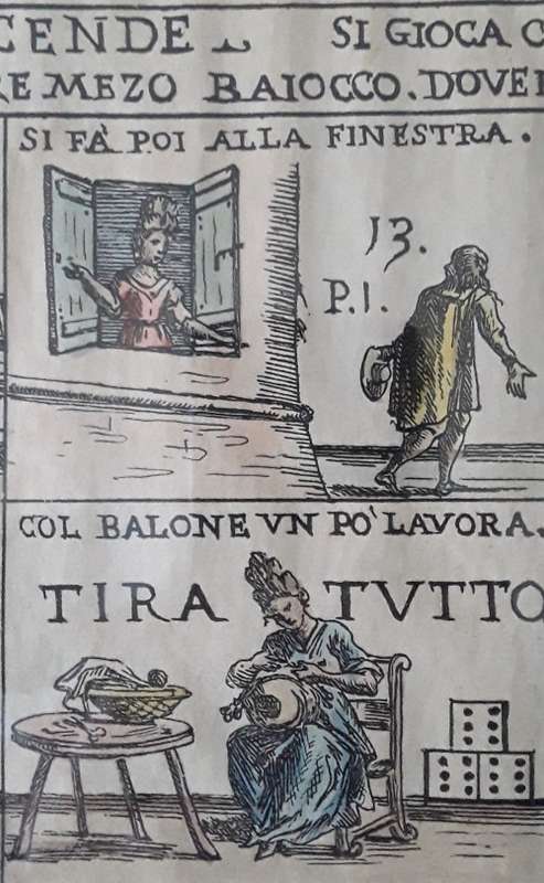 Rare Antique Etching by Guiseppe Maria Mitelli (1634-1718) `Game of Wives & Their Chores`. 52x38 cm