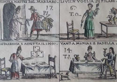 Rare Antique Etching by Guiseppe Maria Mitelli (1634-1718) `Game of Wives & Their Chores`. 52x38 cm