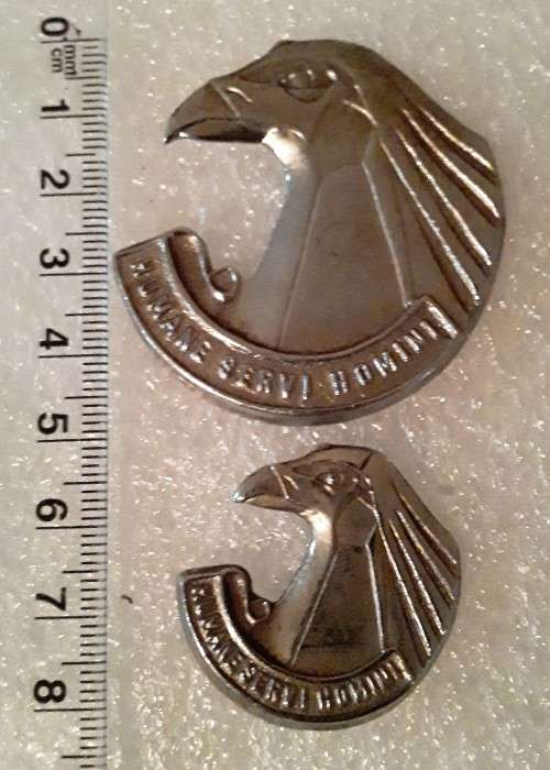 SA Personnel Service Corps Badge Set. 1 x Cap. 1 x Collar. Lugs and pins intact.