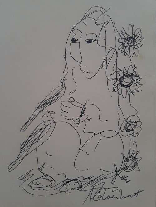 Frans Claerhout Original Signed Sketch In Art Book `CHRISTUS EN DIE ANDER PERSOON`.