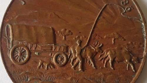 1936 Johannesburg Empire Exhibition Bronze medallion. `Eendragt Maakt Magt`.