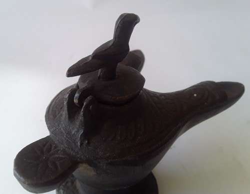 Antique Bronze Grand Tour Double Snouted Byzantine Oil Lamp.