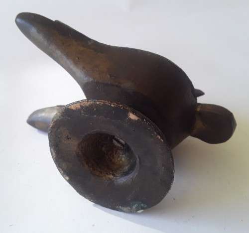 Antique Bronze Grand Tour Double Snouted Byzantine Oil Lamp.