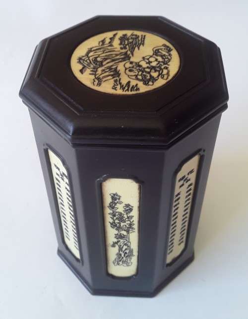 Early 20th Century Chinese Rosewood And Bone Tea Tube.