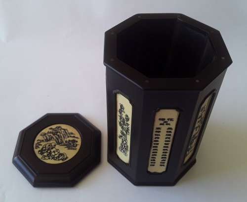 Early 20th Century Chinese Rosewood And Bone Tea Tube.