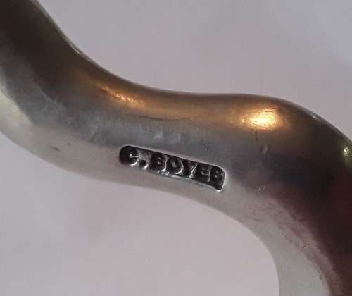Vintage `Carrol Boyce` Pewter And Wood Cheese Board.  Signed.