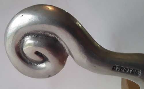 Vintage `Carrol Boyce` Pewter And Wood Cheese Board.  Signed.