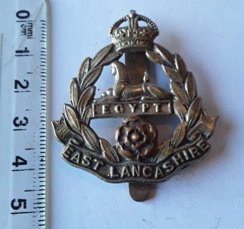 WW1 East Lancashire Regiment Cap Badge. Slide intact.