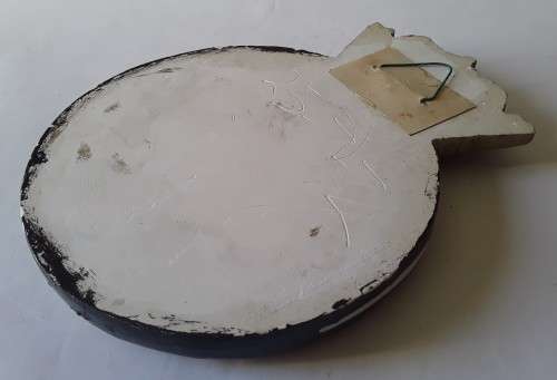 Vintage Hand-Painted Plaster Royal Navy Ship`s Crest Wall Plaque. `HMS Plymouth`.