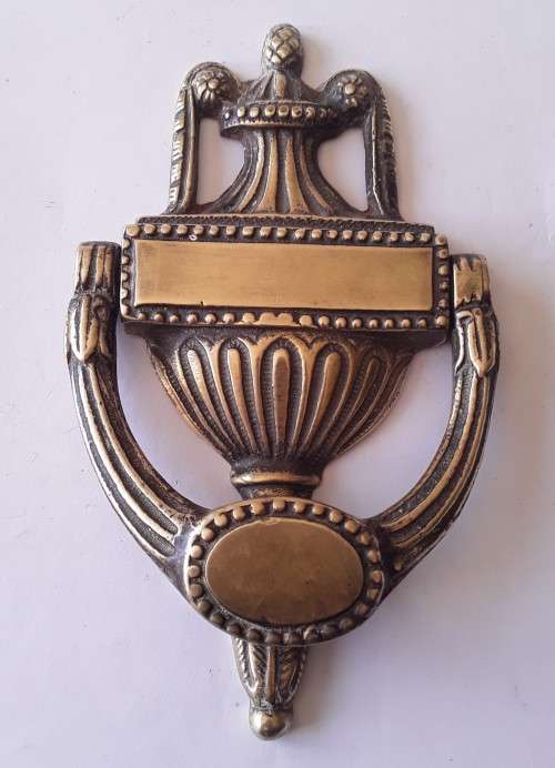 Antique Heavy Solid Cast Brass Door Knocker. 19th Century. 20cm.