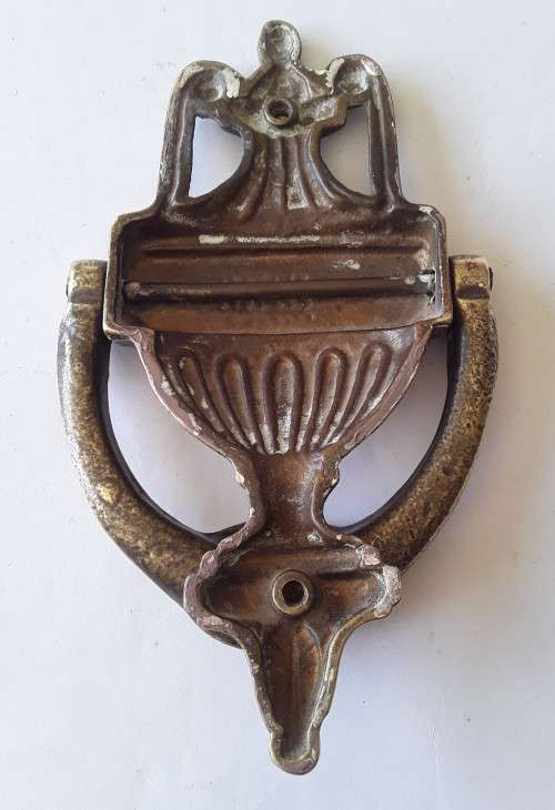 Antique Heavy Solid Cast Brass Door Knocker. 19th Century. 20cm.