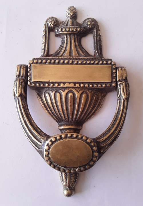 Antique Heavy Solid Cast Brass Door Knocker. 19th Century. 20cm.