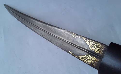 Antique Indo-Persian `Kanjhar` Dagger With Gilded Blade.
