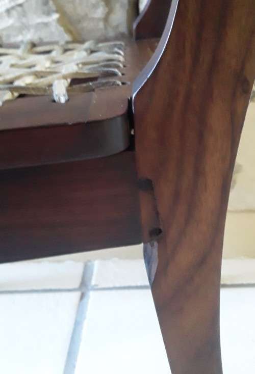 "Reserved". Superb Antique Cape Stinkwood Child`s Riempie Chair. 54,5 cm High.