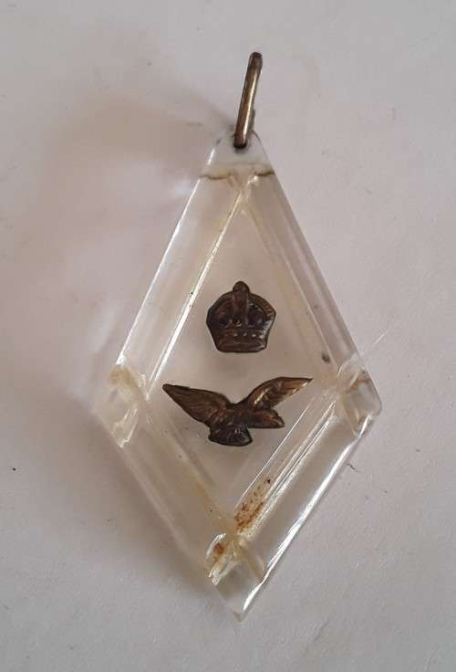 WW2 Royal Air Force Lucite Plexiglass Aircraft Canopy Sweetheart Pendant.