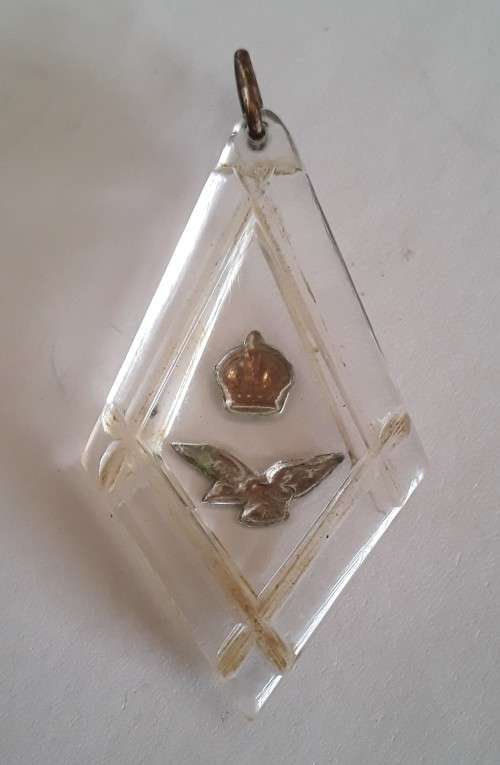 WW2 Royal Air Force Lucite Plexiglass Aircraft Canopy Sweetheart Pendant.