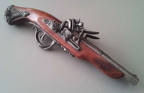 Vintage Non Firing Replica Spanish `Madrid 1820` Double Barrel Flintlock Pistol.