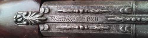 Vintage Non Firing Replica Spanish `Madrid 1820` Double Barrel Flintlock Pistol.