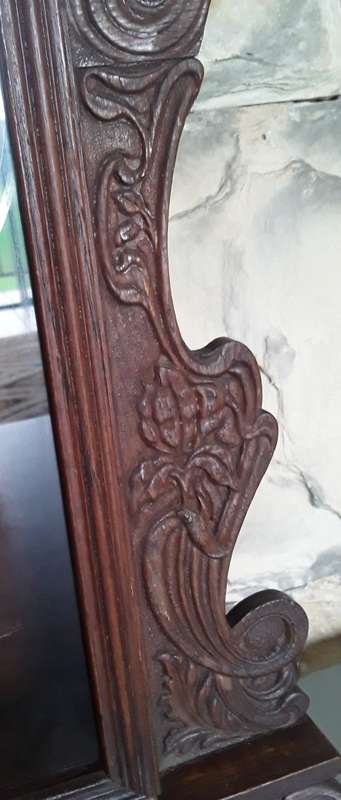 Antique Large Art Nouveau Mantel Clock By `Ansonia Clock Company` With Key. Not Running.