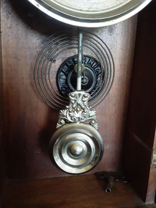 Antique Large Art Nouveau Mantel Clock By `Ansonia Clock Company` With Key. Not Running.