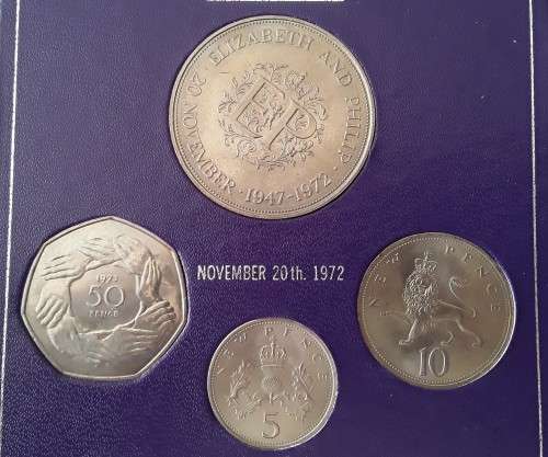 Vintage 1972 `The Royal Silver Wedding` Coin Set in Perspex Case.