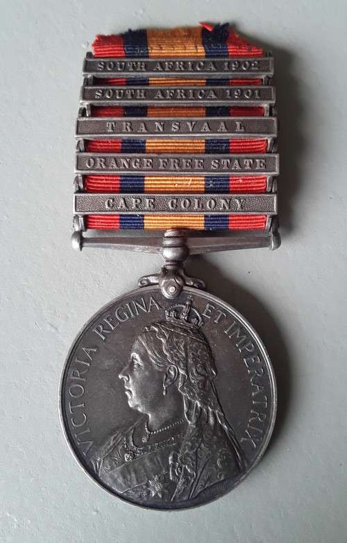 Boer War Q.S.A. Medal With 5 Clasps To `67 S.Serjt. L.L.L. Moore S.A.C.`.